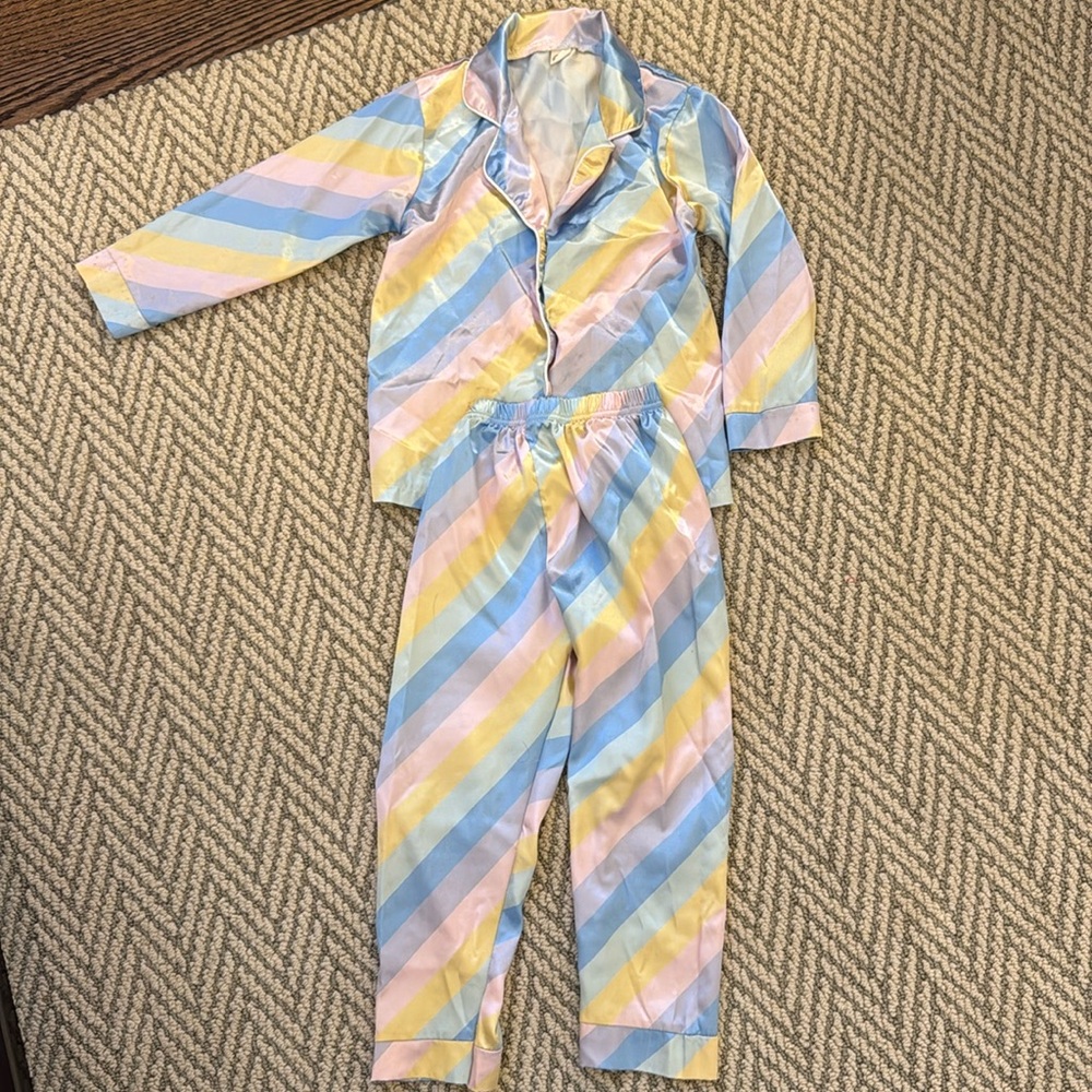 Pastel satin girls pjs